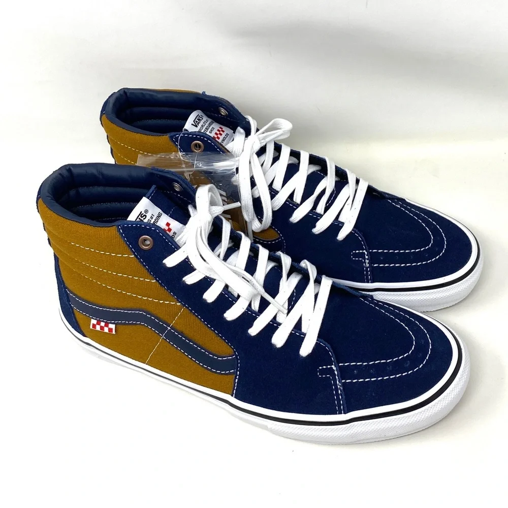 VANS SKATE SK8-HI Reynolds Navy Golden Suede Canvas Men's Sneakers VN0A5FCC9CV - Picture 3 of 9